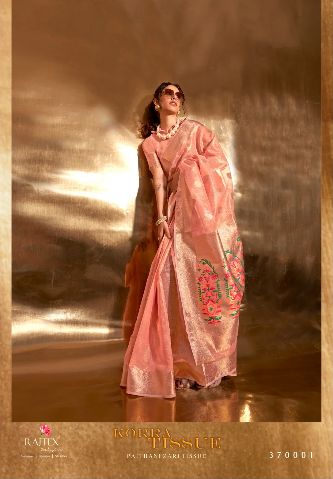 Rajtex 370000 Series Zari Tissue Wholesale Fancy Sarees Catalog — Wholesale Sarees, rajtex wholesale from Surat - Gallery Image 6